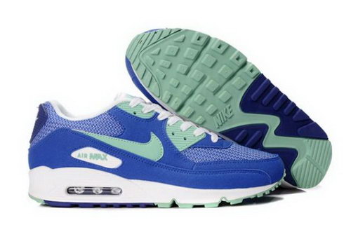 Nike Air Max 90 Mens Shoes Vivid Blue White New Green Closeout